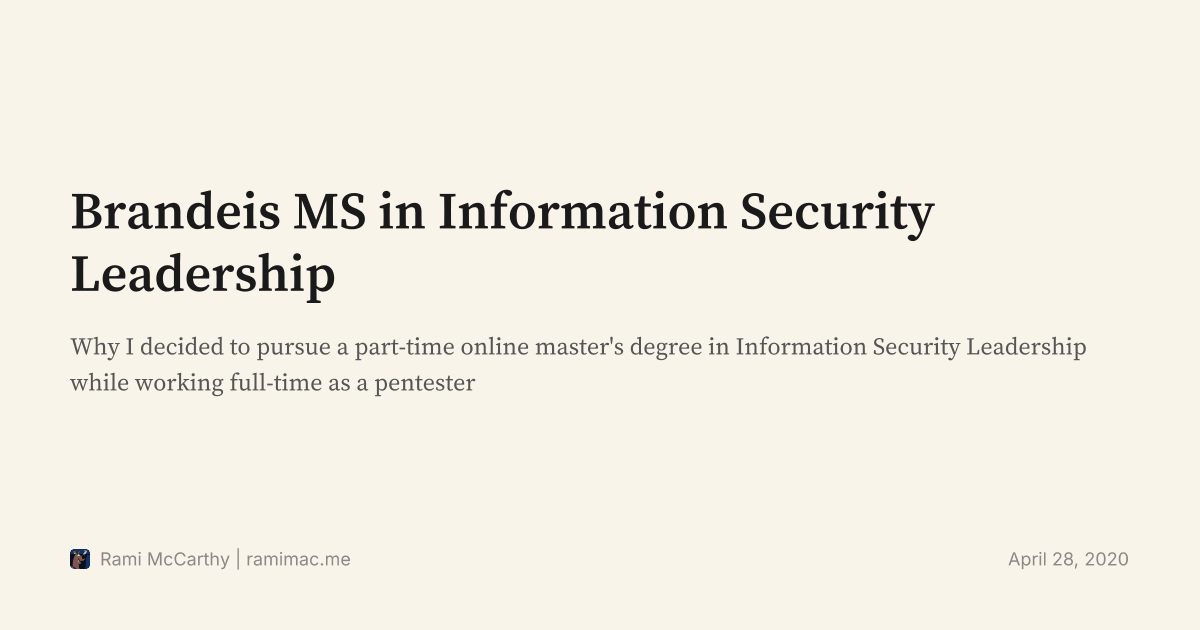 Brandeis MS in Information Security Leadership