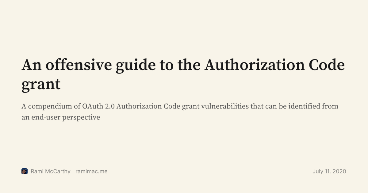 An offensive guide to the Authorization Code grant