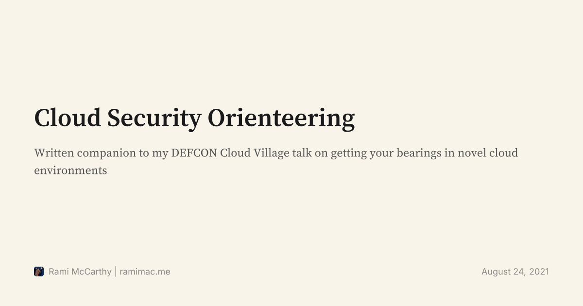 Cloud Security Orienteering