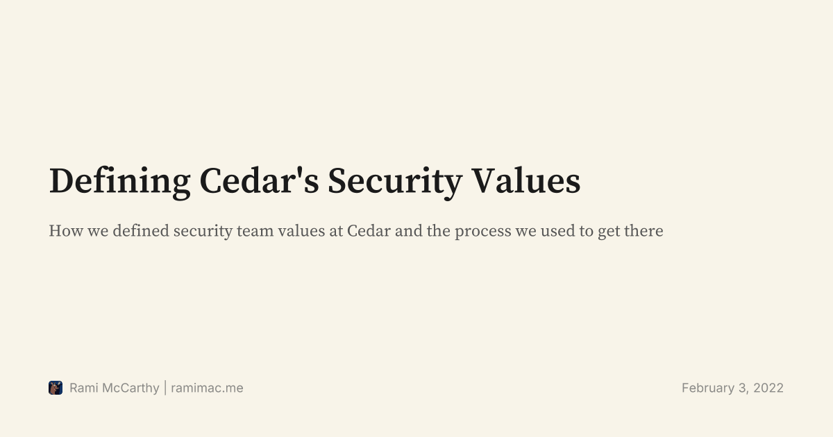 Defining Cedar's Security Values