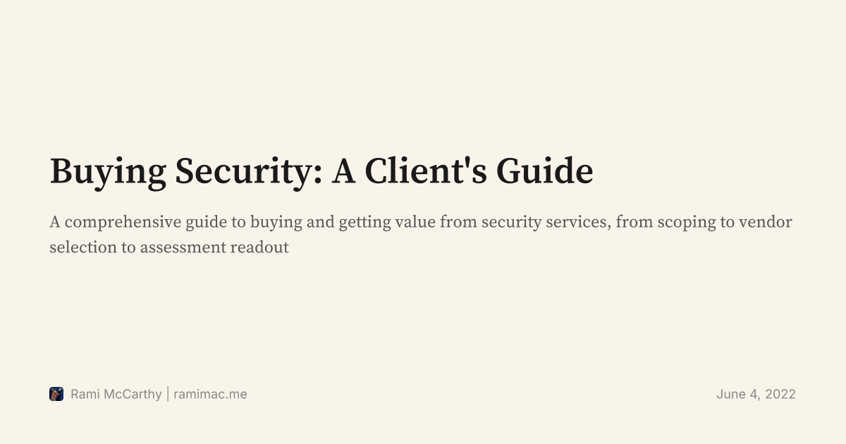 Buying Security: A Client's Guide